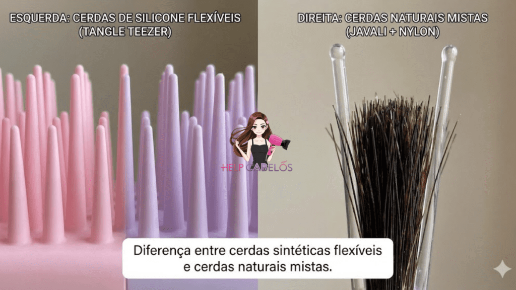 Diferença entre cerdas sintéticas flexíveis e cerdas naturais mistas